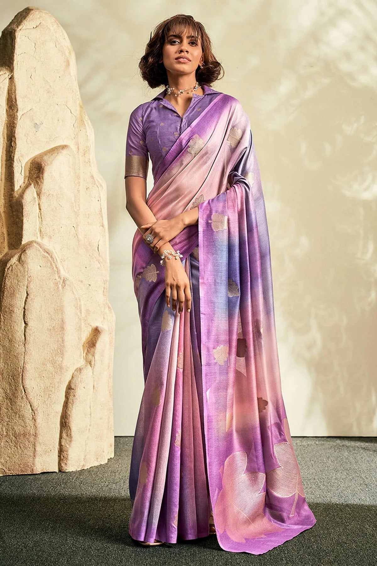 Lavender Handloom Khadi Saree NCSD11112570