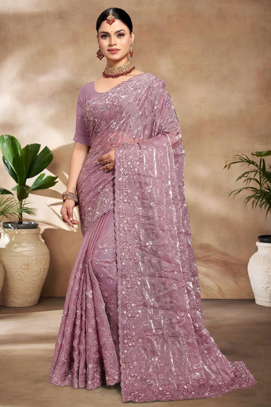Lavender Jimmy Choo Silk Designer Saree NCSD10910180