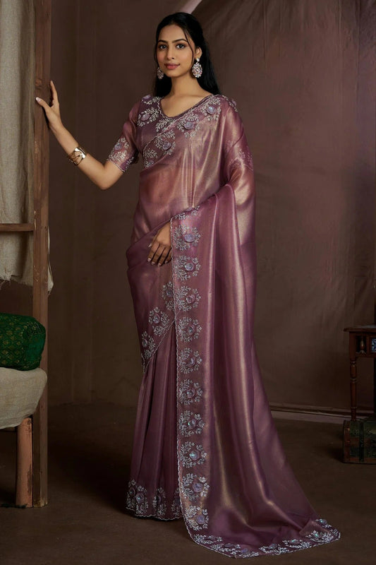 Lavender Jute Coting Silk Designer Saree NCSD11210199