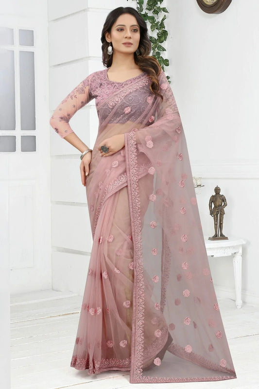 Lavender Net Designer Saree NCLC11210374