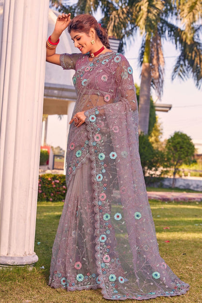 Lavender Net Designer Saree NCLC11210453