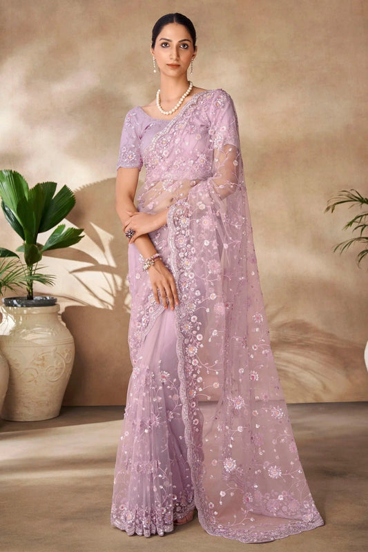 Lavender Net Designer Saree NCSD10810204