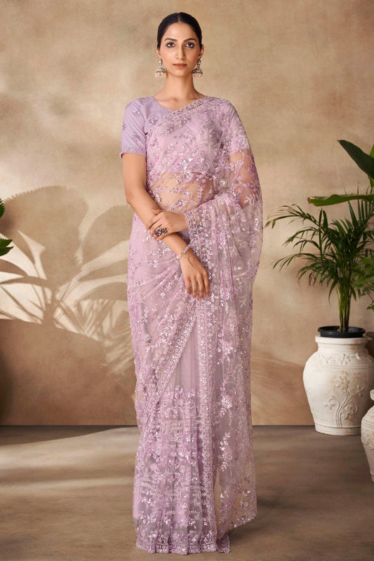 Lavender Net Designer Saree NCSD10810206