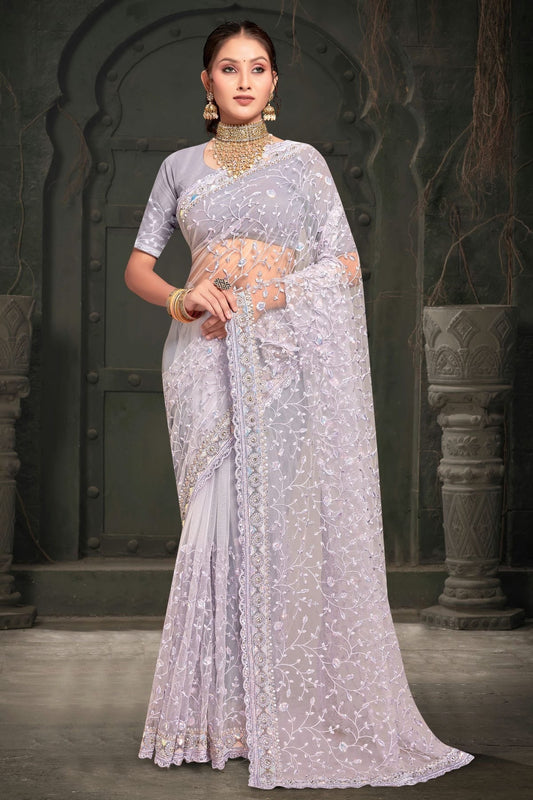 Lavender Net Designer Saree NCSD10910187