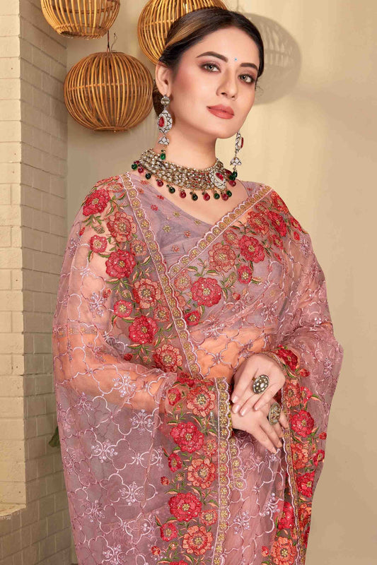 Lavender Net Designer Saree NCSD10910758