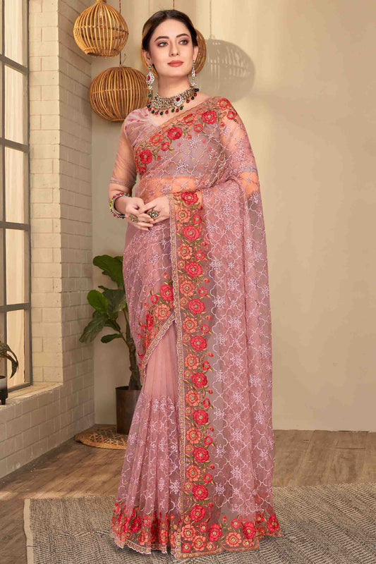 Lavender Net Designer Saree NCSD10910758