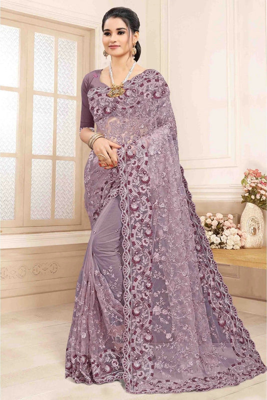 Lavender Net Designer Saree NCSD11210555
