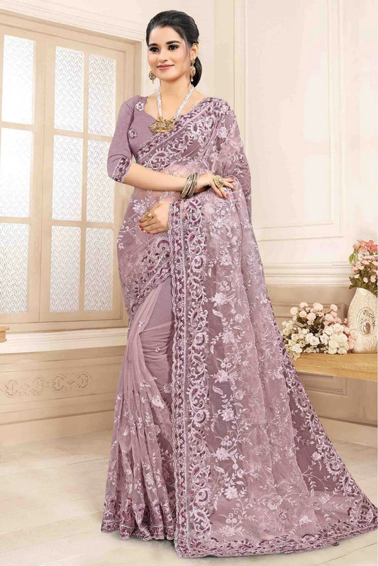 Lavender Net Designer Saree NCSD11210556
