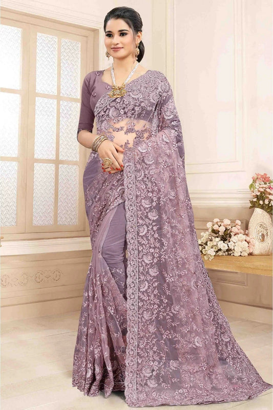 Lavender Net Designer Saree NCSD11210558