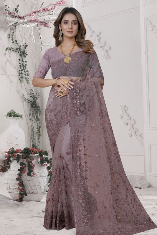 Lavender Net Saree NCSD10910341