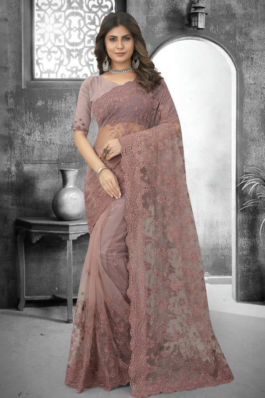 Lavender Net Saree NCSD10910369