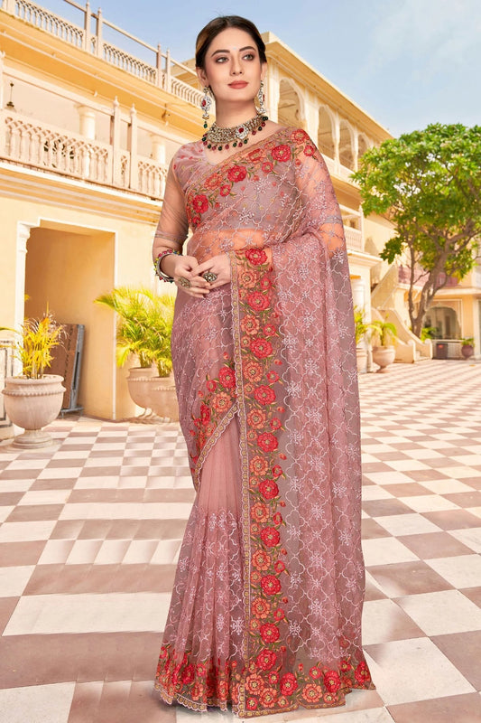 Lavender Net Saree NCSD10910425
