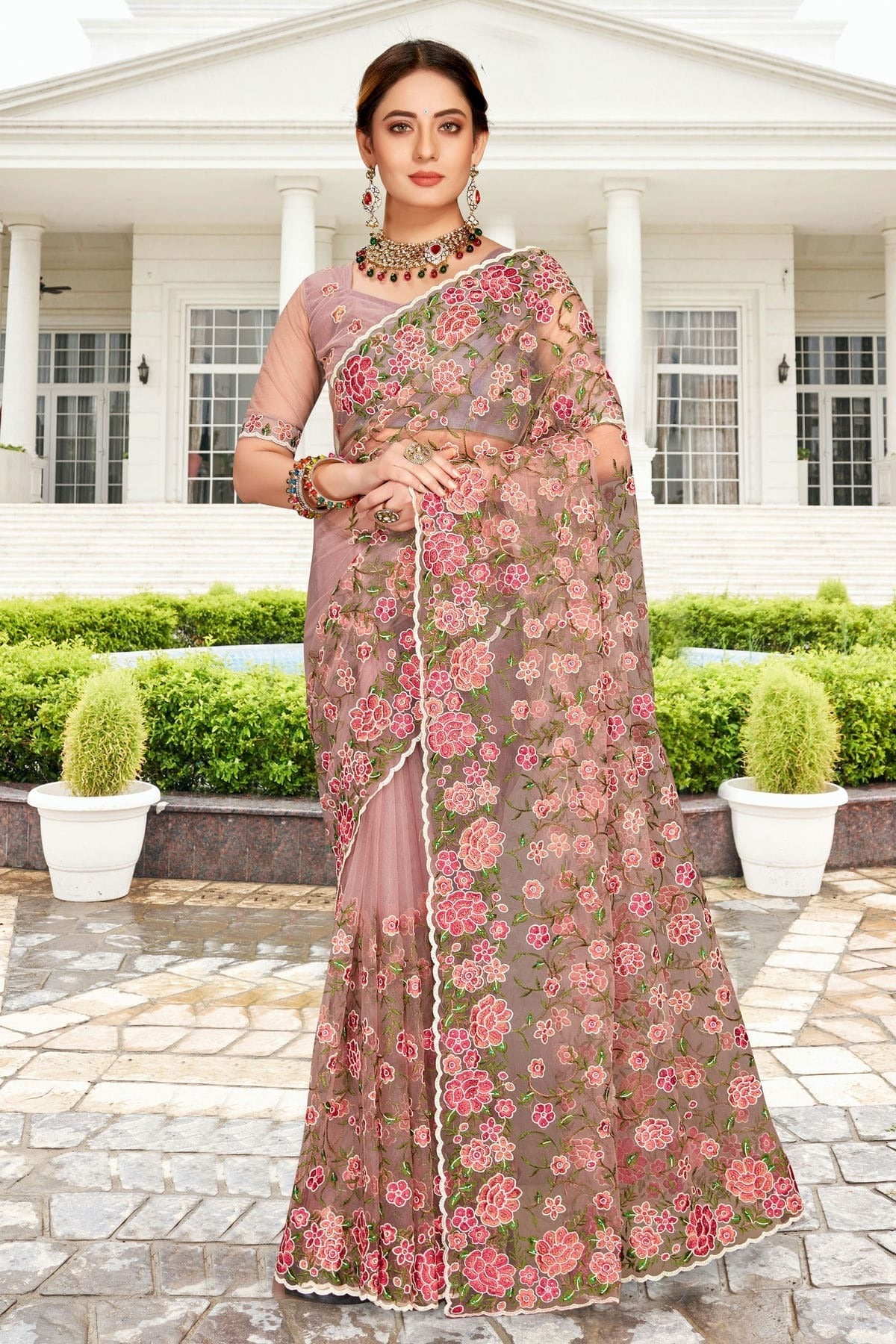 Lavender Net Saree NCSD10910430