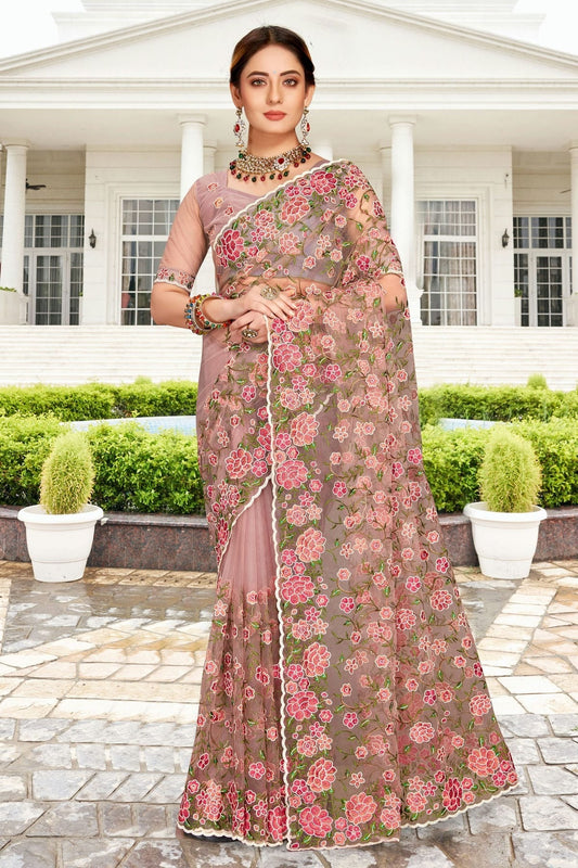 Lavender Net Saree NCSD10910430