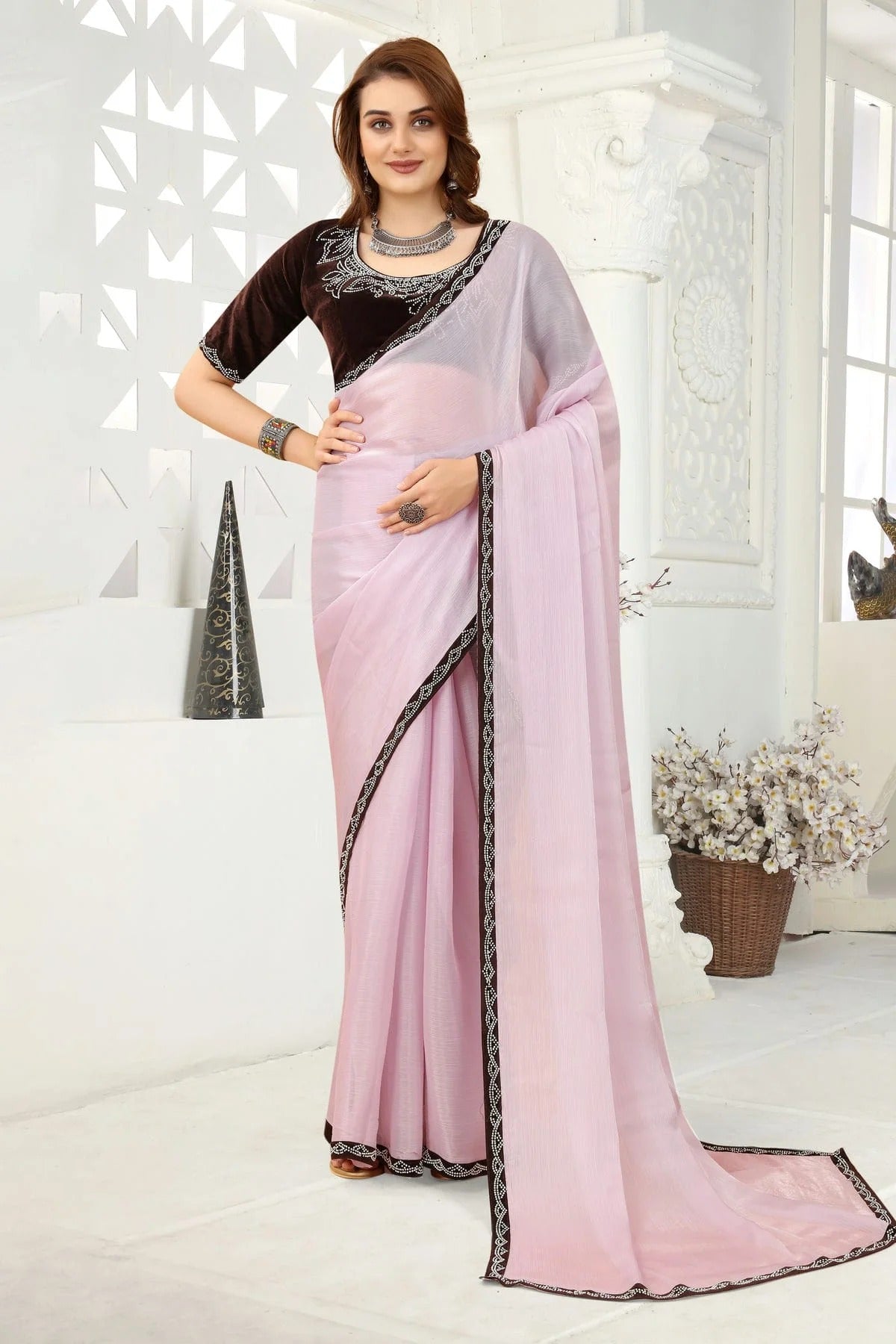 Lavender Organza Designer Saree NCLC11210458