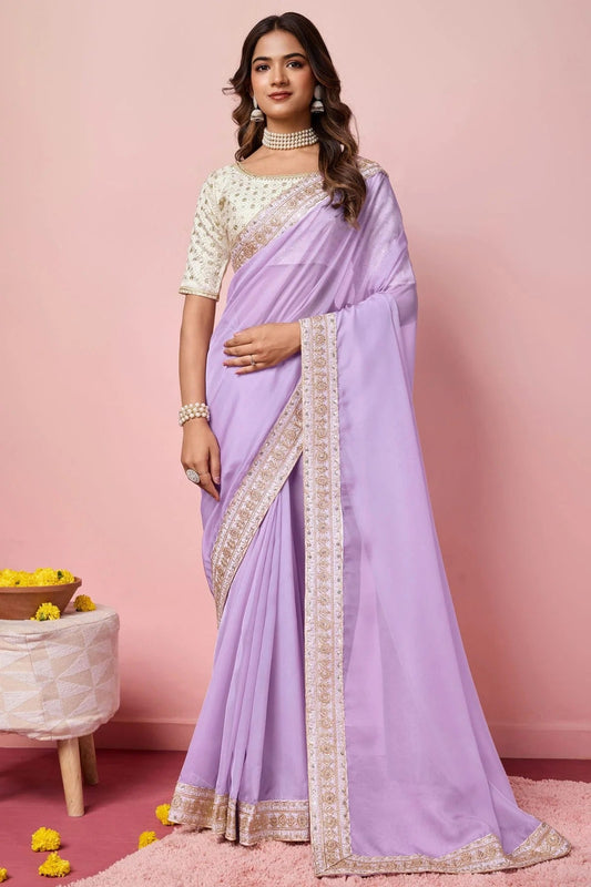 Lavender Organza Designer Saree NCSD11112213