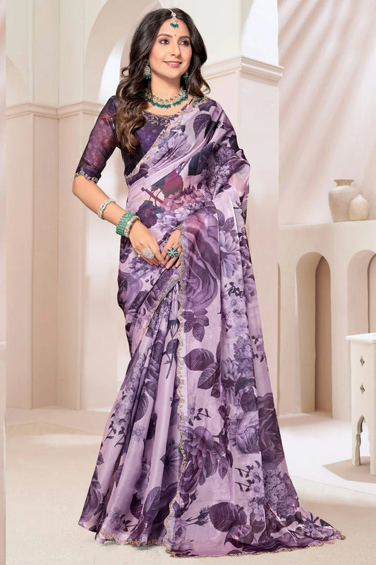 Lavender Organza Silk Designer Saree NCSD11210242