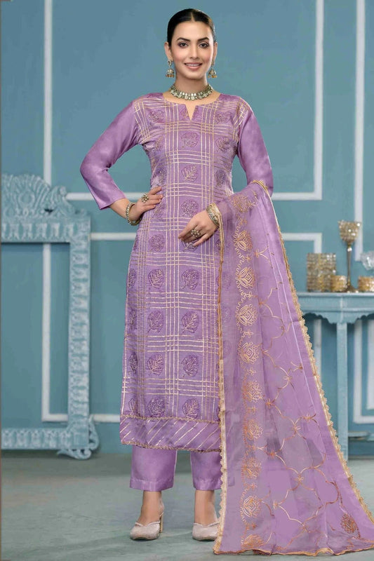 Lavender Roman Cotton Pant Style Suit NCSM11110700