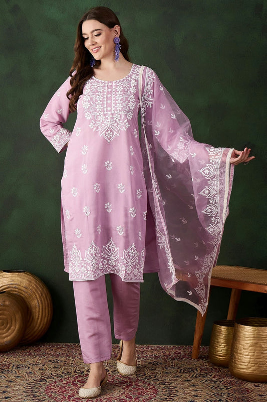 Lavender Roman Silk Stitched Salwar Suit NCSS11111970