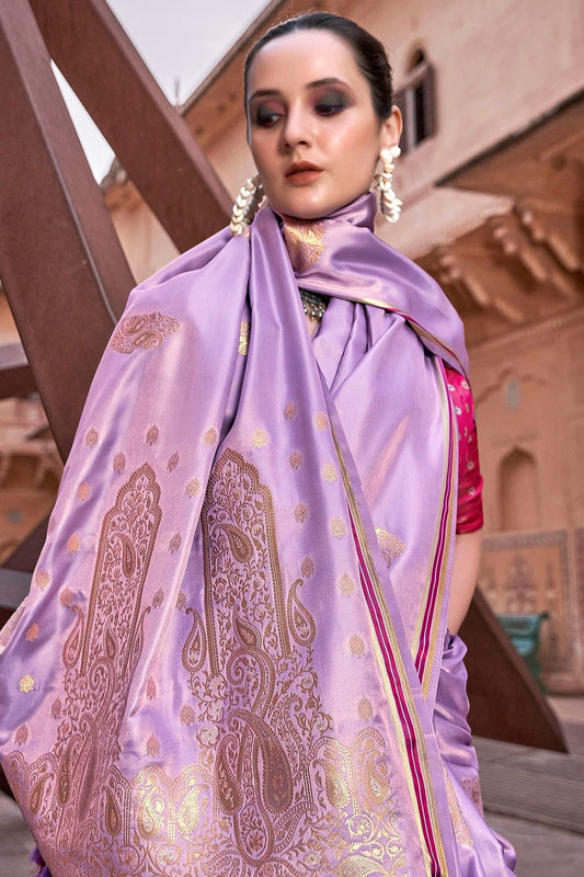 Lavender Satin Silk Saree NCSD11112508