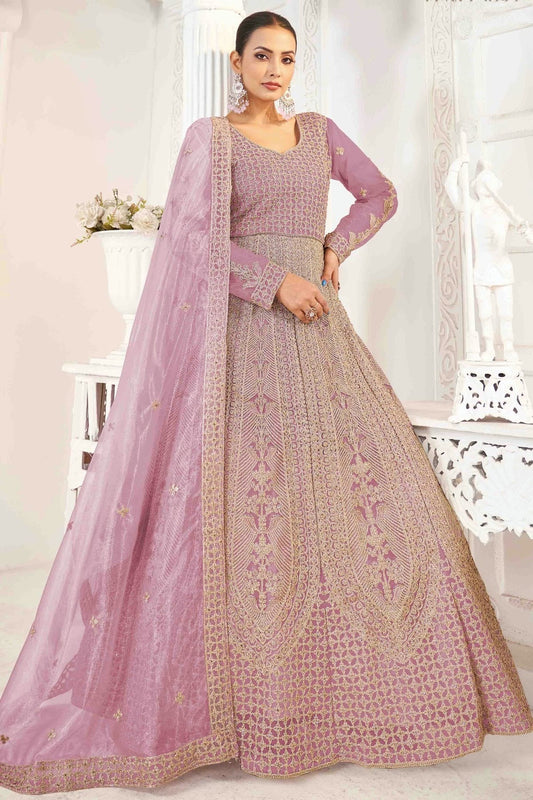 Lavender Semi Stitched Butterfly twill Net Anarkali Suit NCSM11410303