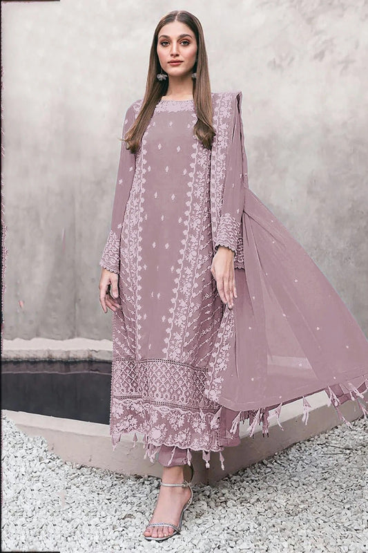 Lavender Semi Stitched Faux Georgette Pakistani Suit NCSM11410353