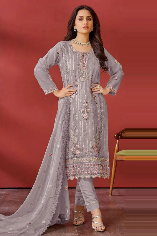 Lavender Semi Stitched Faux Georgette Pakistani Suit NCSM11410518