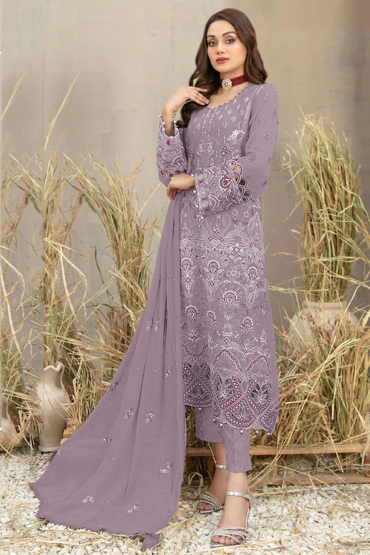 Lavender Semi Stitched Georgette Pakistani Suit NCSM11410339