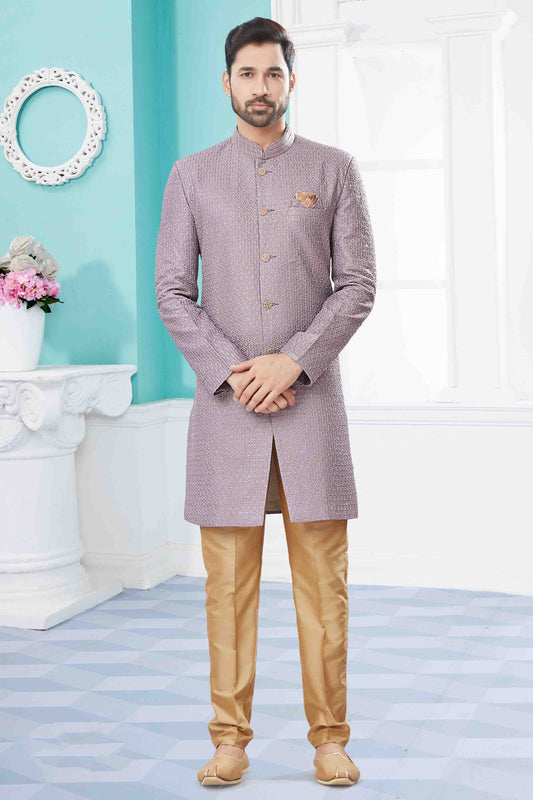 Lavender SherwaniIn Jacquard NCSH10410516