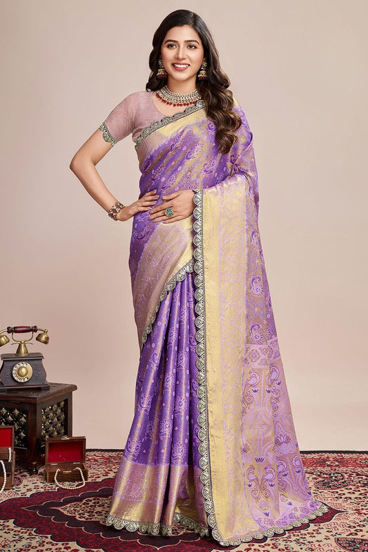 Lavender Soft Silk Saree NCSD11111047