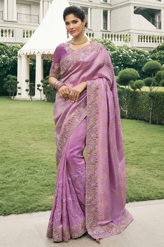 Lavender Tissue Silk Designer Saree NCSD12910110