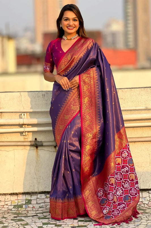 Lavender Tissue Traditional Saree NCSD11111193