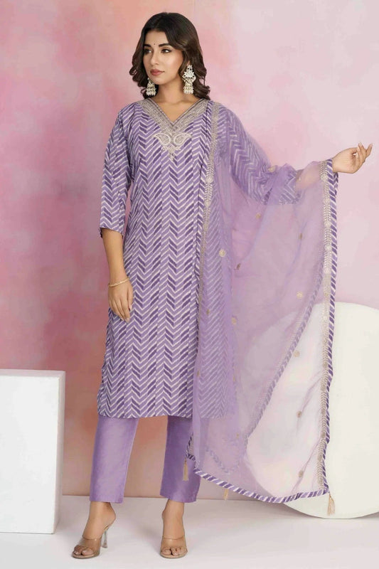 Lavender Viscose Chanderi Stitched Suit NCSS11110686