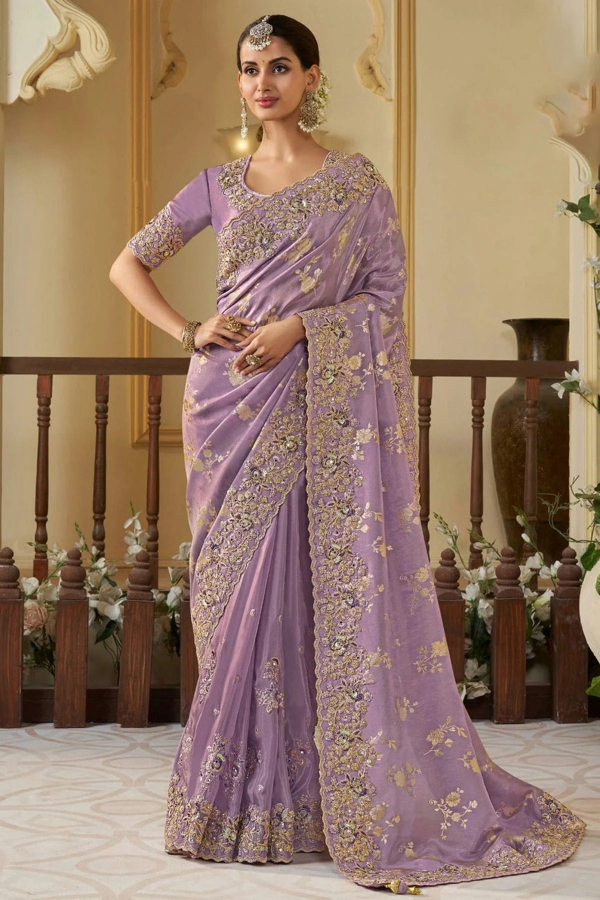 Lavender Viscose Organza Designer Saree NCSD11111732
