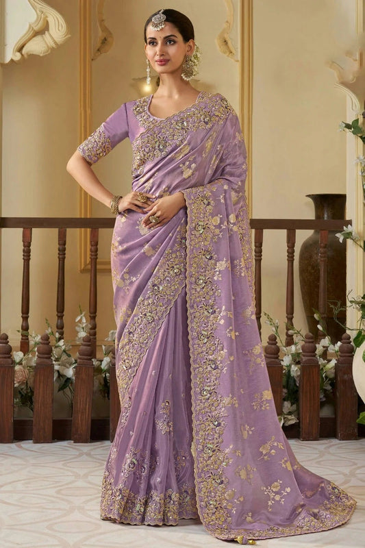 Lavender Viscose Organza Designer Saree NCSD11111732