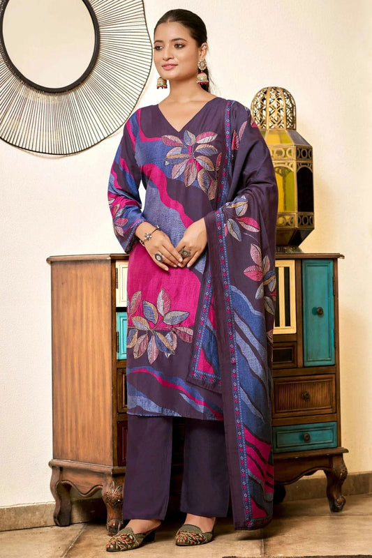 Lavender Viscose Silk Stitched Suit NCSS11111408
