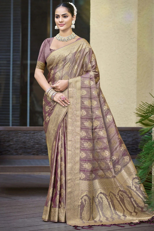 Lavender Woven Satin Silk Traditional Saree NCSD11010202