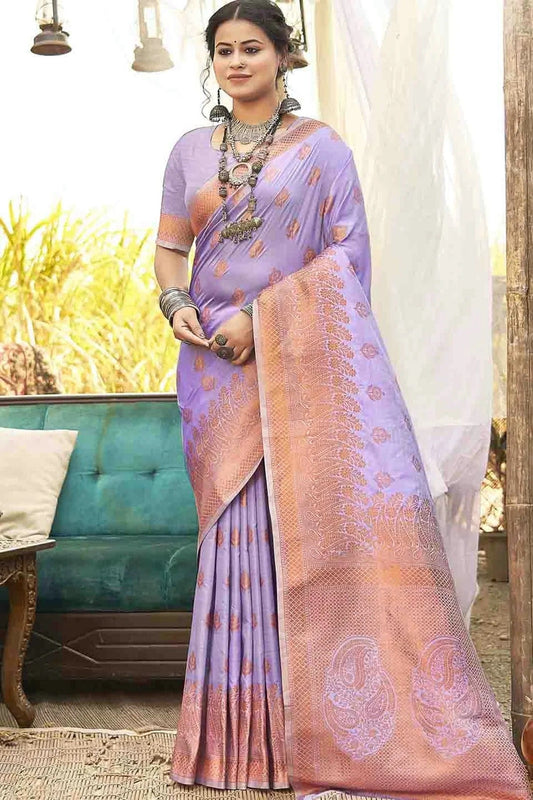 Lavender Woven Silk Traditional Saree NCSD11010102