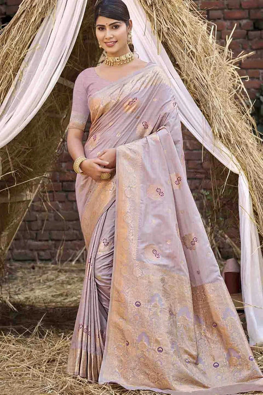Lavender Woven Silk Traditional Saree NCSD11010117