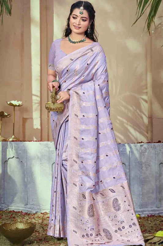 Lavender Woven Silk Traditional Saree NCSD11010123