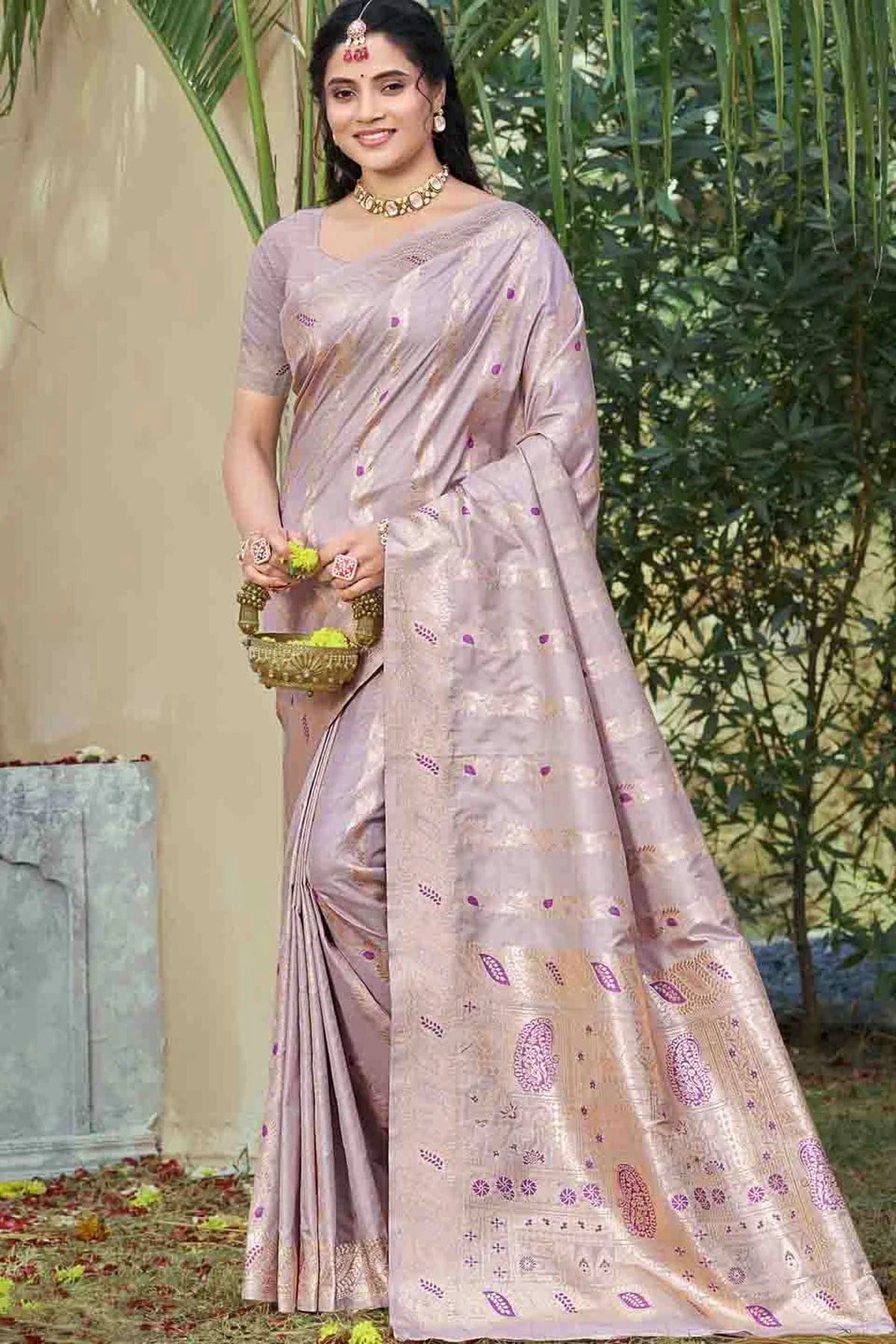 Lavender Woven Silk Traditional Saree NCSD11010125