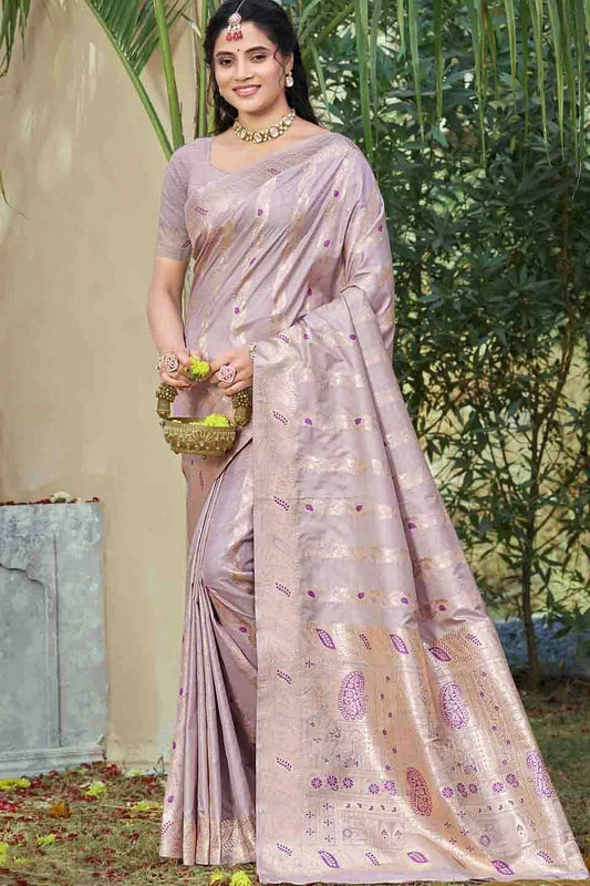 Lavender Woven Silk Traditional Saree NCSD11010125