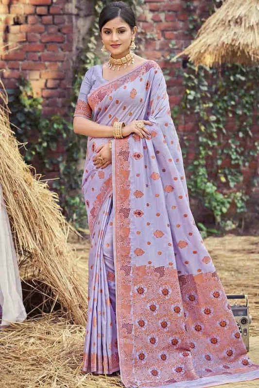 Lavender Woven Silk Traditional Saree NCSD11010131