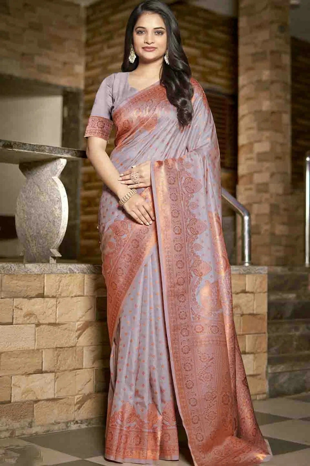 Lavender Woven Silk Traditional Saree NCSD11010141