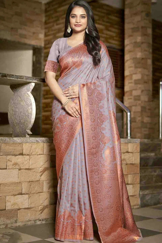 Lavender Woven Silk Traditional Saree NCSD11010141
