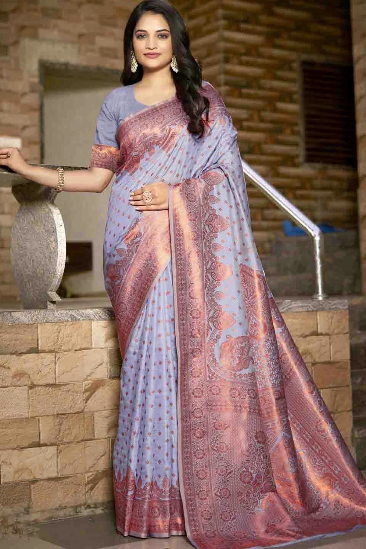 Lavender Woven Silk Traditional Saree NCSD11010145