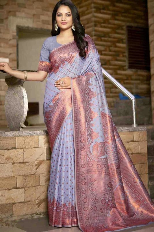 Lavender Woven Silk Traditional Saree NCSD11010145