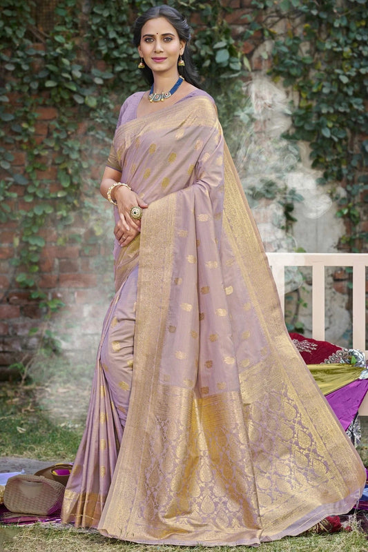 Lavender Woven Silk Traditional Saree NCSD11010174