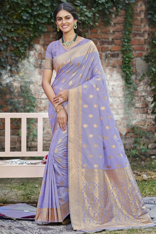 Lavender Woven Silk Traditional Saree NCSD11010176