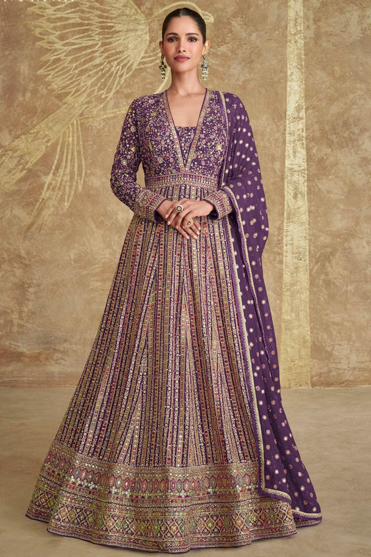 Light Blue Georgette Gown NCSM11410381